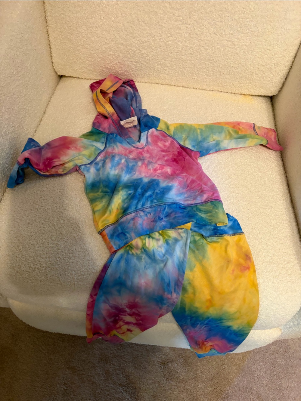 Kids Tie-Dye One-Piece Swimsuit with Hood - Multicolor